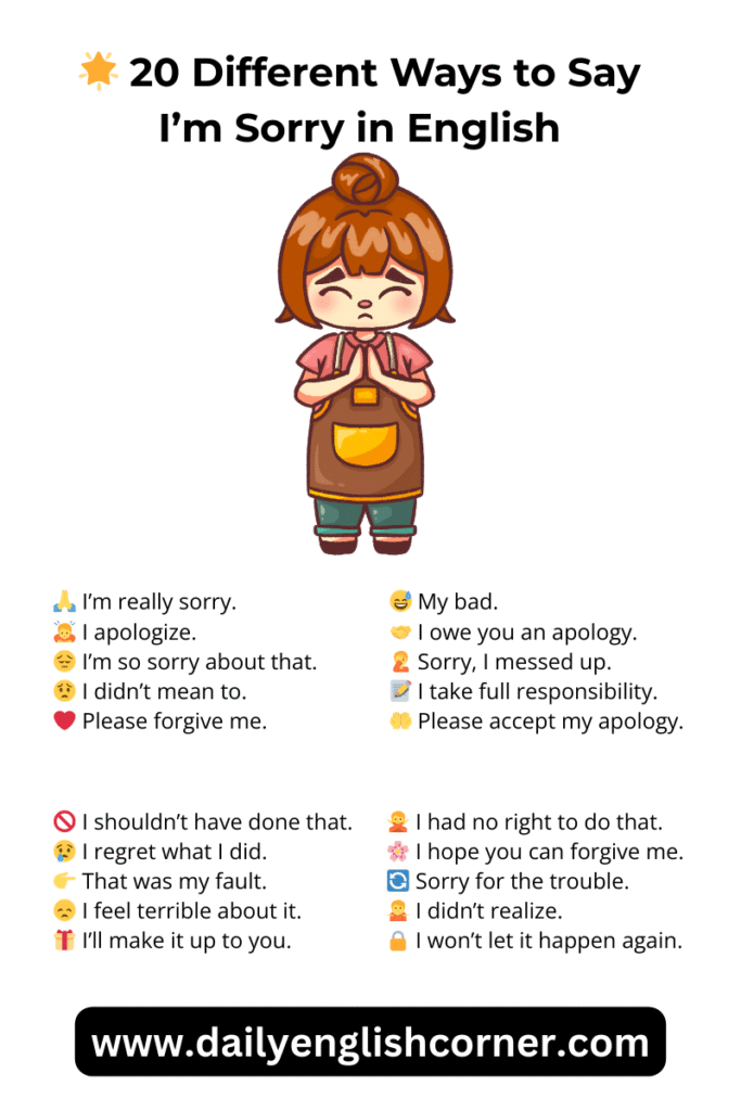Different Ways to Say I’m Sorry in English
