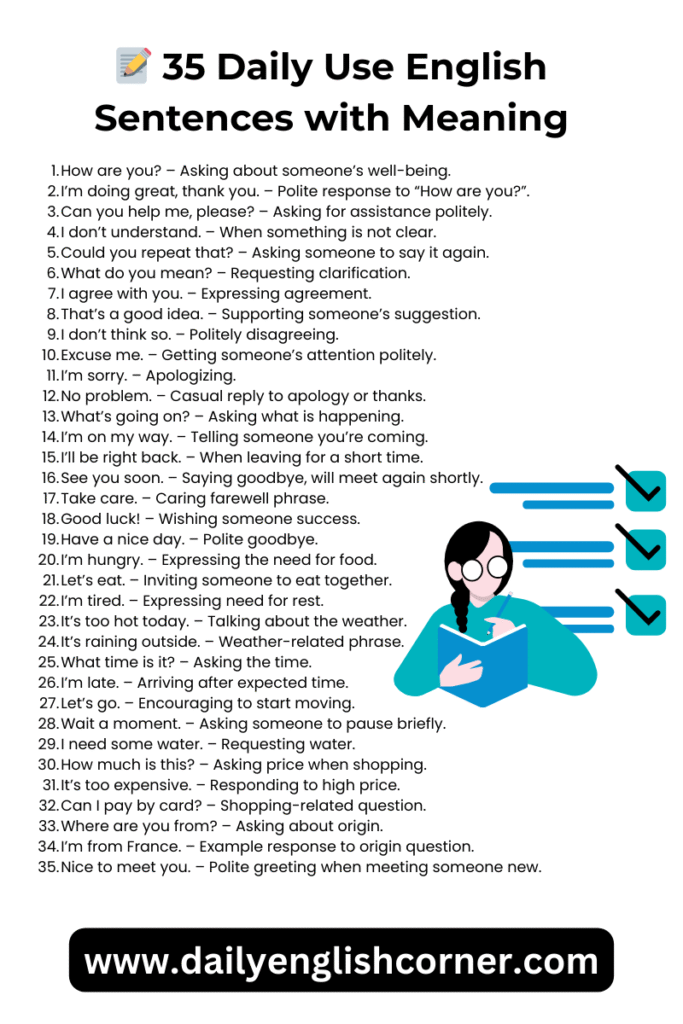 35 Daily Use English Sentences with Meaning